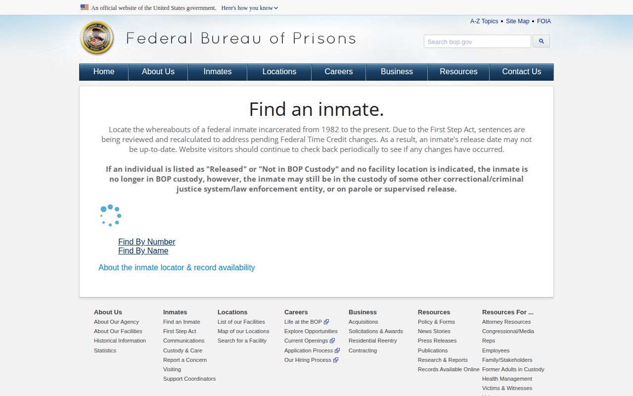 Federal BOP inmate release locator for Person County research